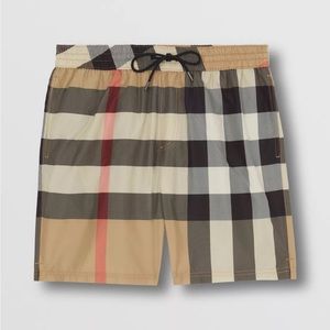 Burberry Exaggerated check drawcord swim shorts